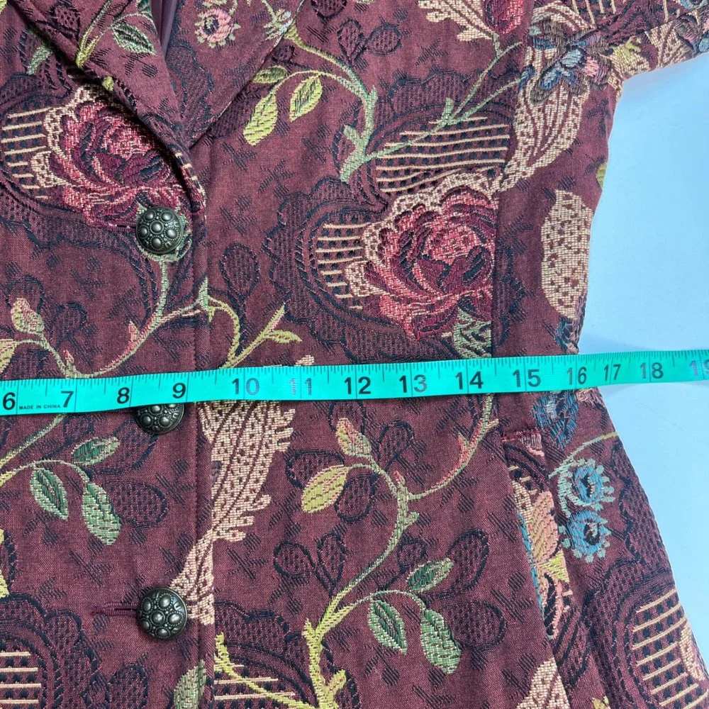 Cabi Jacobean Floral Tapestry Brocade Coat Women's‎ sz 8 Mulberry Guinevere 749